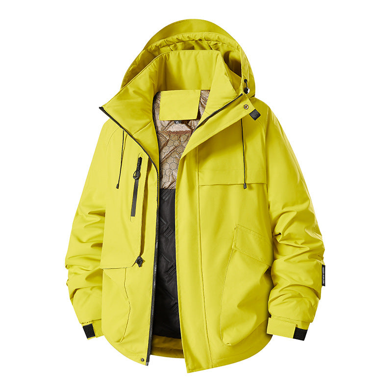 Herren Wetterjacke Multifunktionsjacke mit Fleece und verstellbarer Kapuze