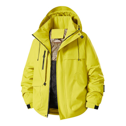Herren Wetterjacke Multifunktionsjacke mit Fleece und verstellbarer Kapuze
