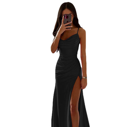 Elegantes Maxikleid Damen Asymmetrisch Raffiniert Lang
