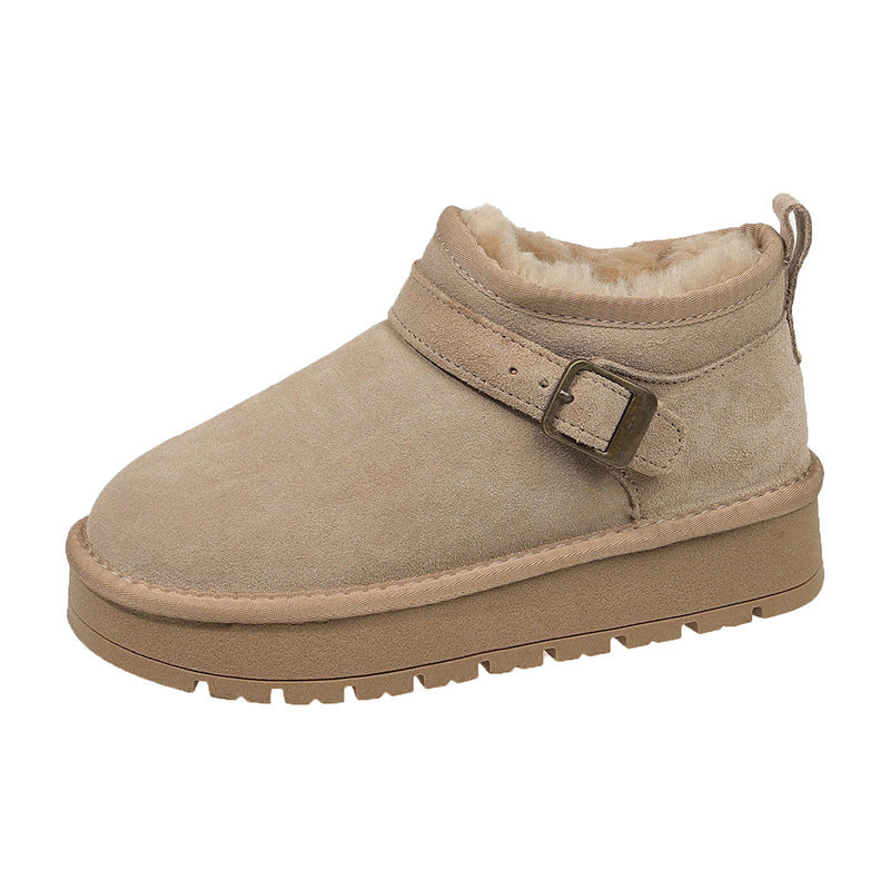 Damen Stiefeletten Weich Kuschelig Mit Schnalle