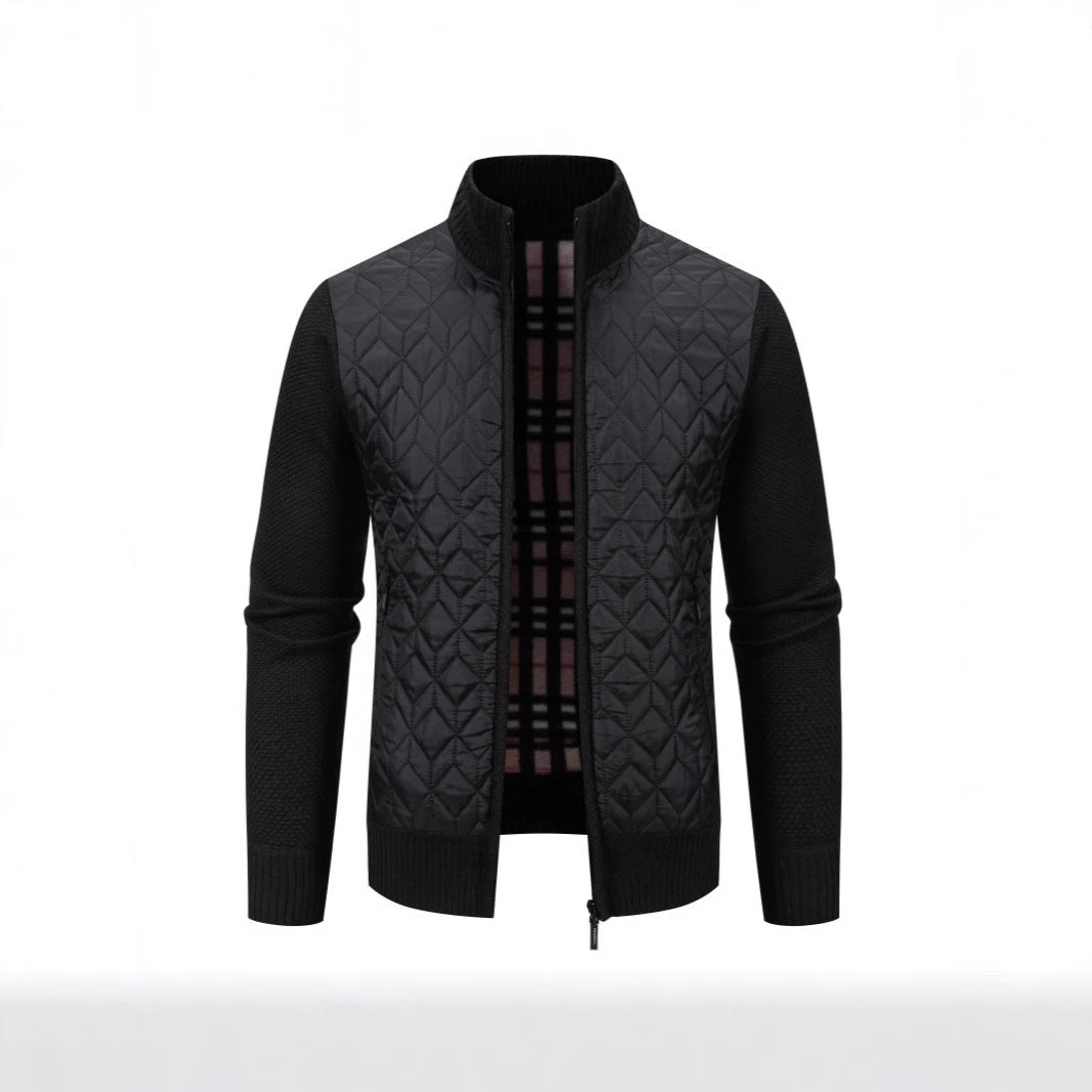 Herren Steppjacke Elegante Strickoptik Hochkragen Modisch