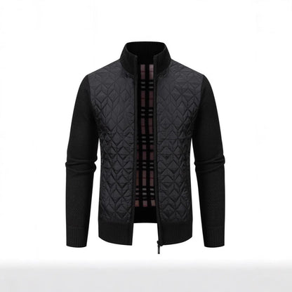 Herren Steppjacke Elegante Strickoptik Hochkragen Modisch