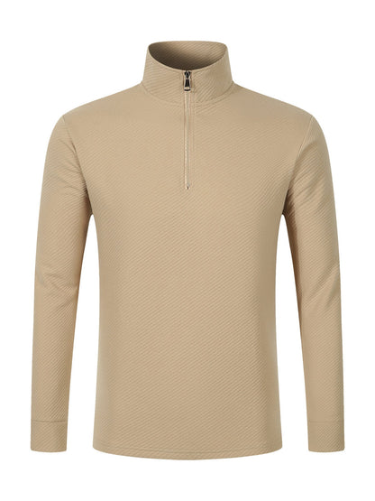 Herren Langarmpullover Funktionell mit Halbzipper und Strukturdesign