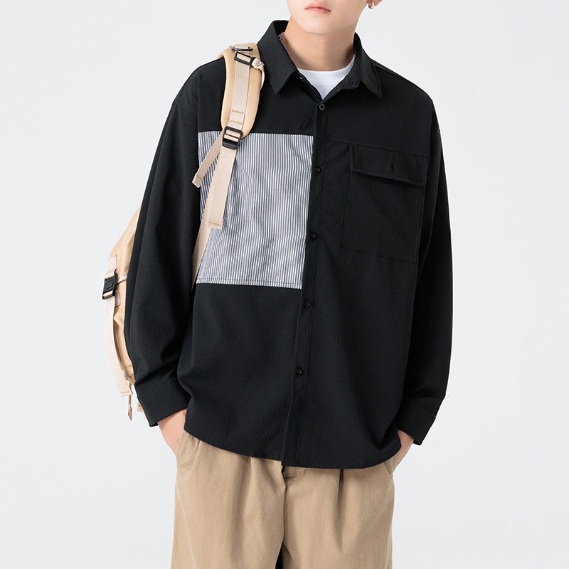 Herren Hemd Gestreift Modern mit Taschen