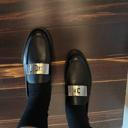 Damen Loafers Elegant Schnallen Schuhe Modisch Schwarz