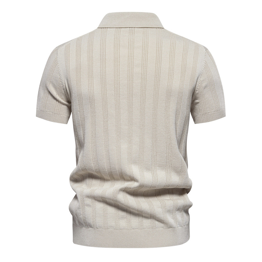 Herren Polo-Shirt Kurzarm Streifenmuster Modern