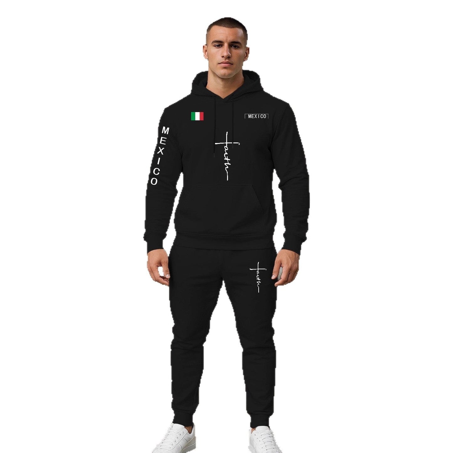 Herren Sportanzug Hoodie Jogginghose Set Grau Sportlich