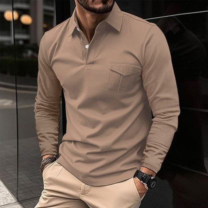 Herren Langarmshirt Lässig mit Brusttasche Modern