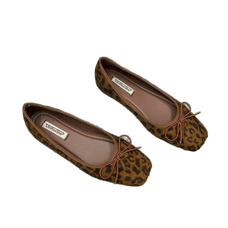 Damen Ballerinas Leopardenmuster Schuhe Bequem Trendy