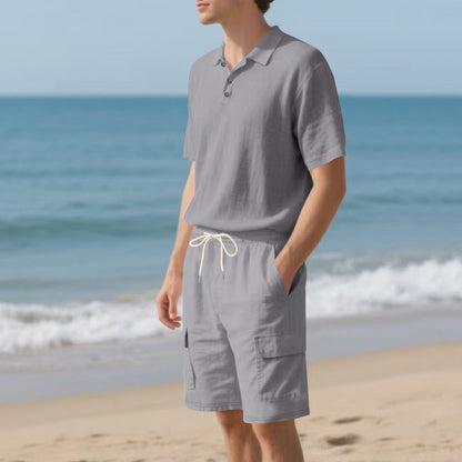 Herren Poloshirt und Badeshorts mit Taschen Sommer