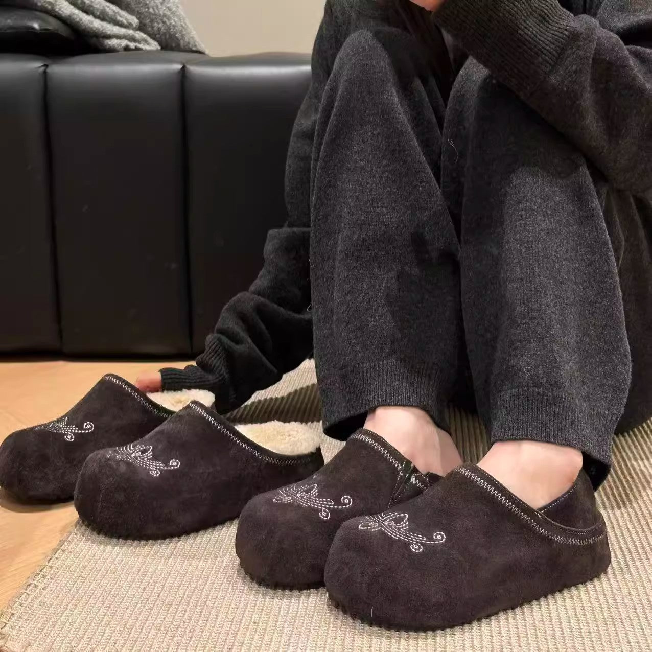 Weiche Damen Hausschuhe Wildleder Kuschelig Warm