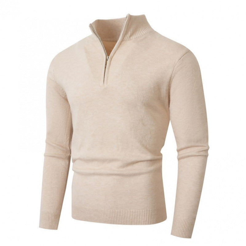 Herren Strickpullover Modern Mit Reißverschluss Hochkragen