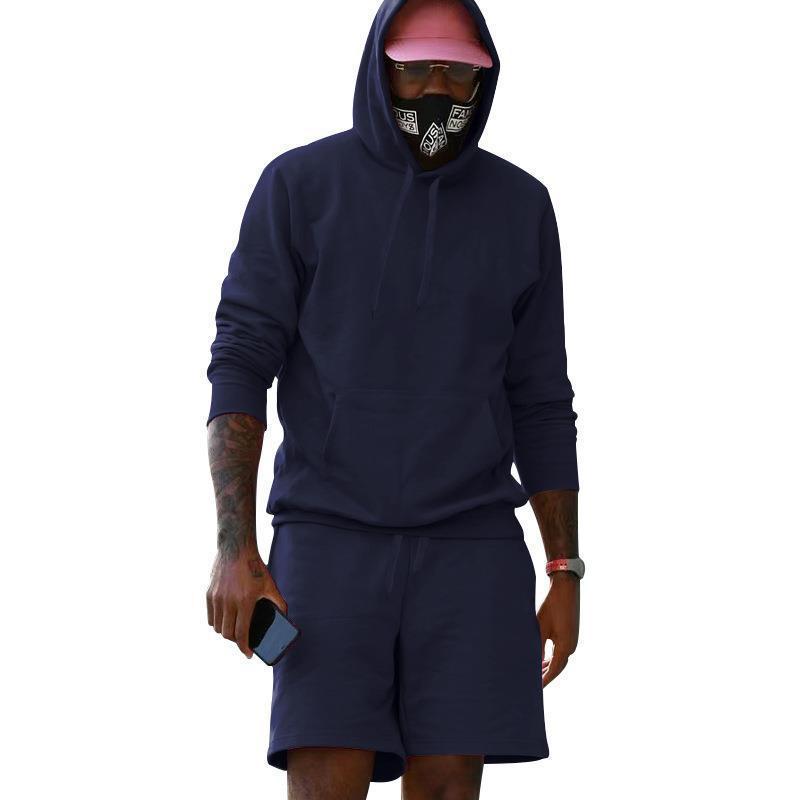 Herren Sportset Hoodie Shorts Sweat Set Grau Sportlich