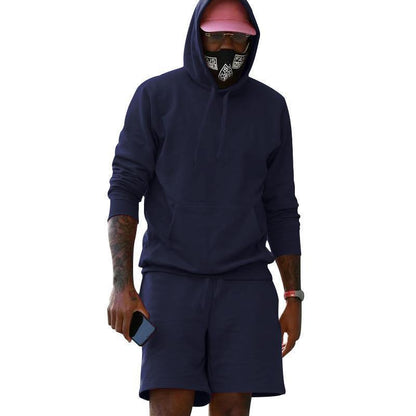 Herren Sportset Hoodie Shorts Sweat Set Grau Sportlich