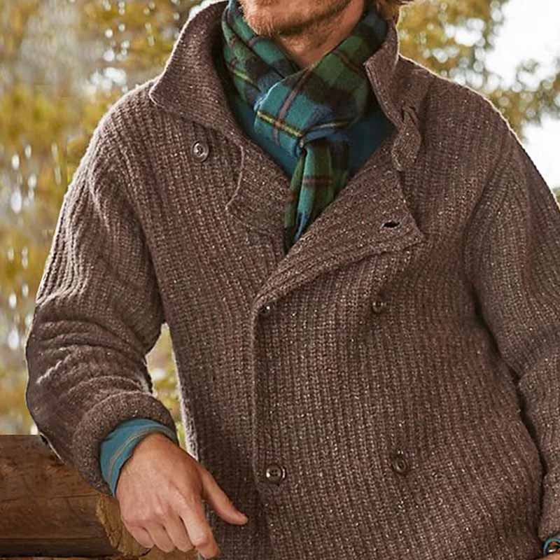 Herren Strickjacke Moderner Schnitt Doppelter Knopfverschluss
