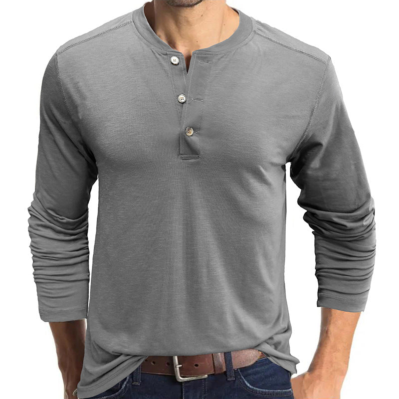 Herren Henley-Shirt Langarm Knopfleiste Modern