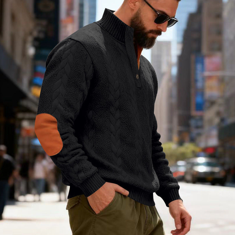 Herren Pullover Gestrickt Modern Kontrastdetails