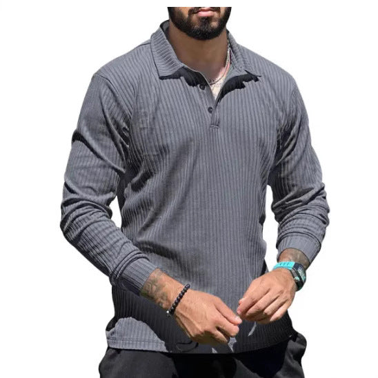 Herren Poloshirt Langarm Modern RippdesignSlimFit