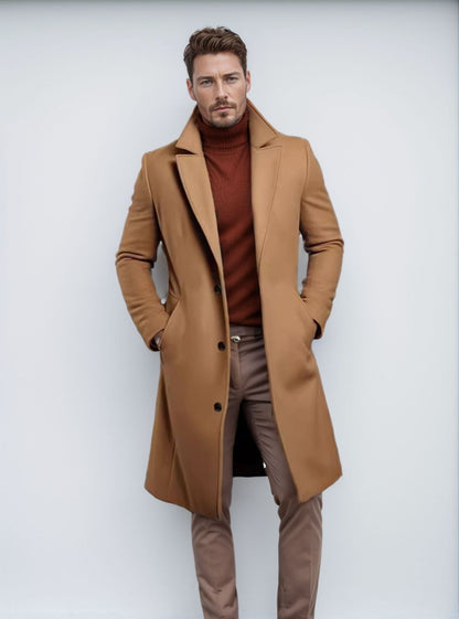 Eleganter Herren Langmantel mit Struktur und Taschen