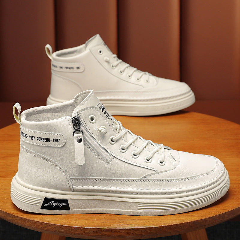 Damen Sneaker Hochformat Leder Robust Mit Reißverschluss - BerlinGlamour