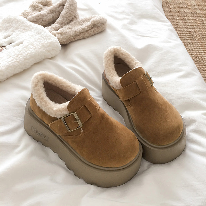 Damen Clogs Warm Kunstfell Riemen Modisch