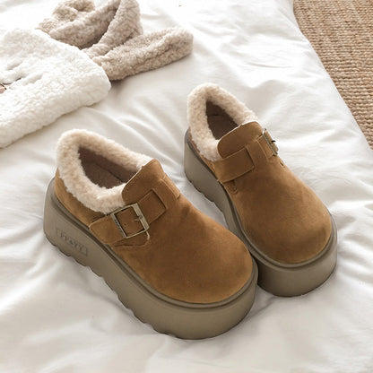 Damen Clogs Warm Kunstfell Riemen Modisch