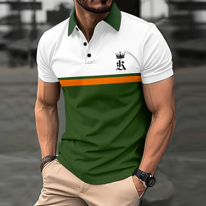 Herren T-Shirt Kurzarm Kontraststreifen Modern Sportlich - BerlinGlamour