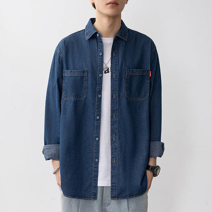 Herren Denim Hemd Modern mit Taschen Trendig