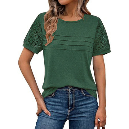 Damen T-Shirt Häkelärmel Luftig Sommer