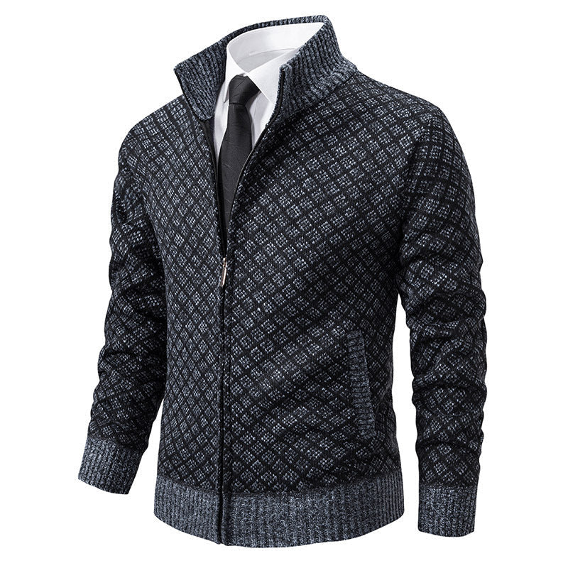 Herren Strickjacke Modern Hochkragen Elegant - BerlinGlamour