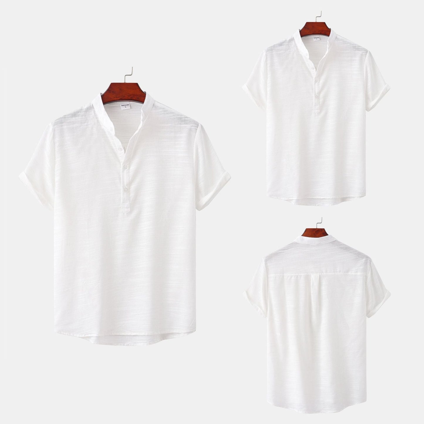 Herren Kurzarmhemd Slim Fit Knopfverschluss Modern
