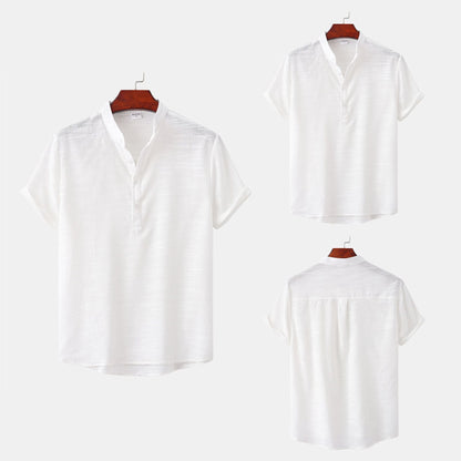 Herren Kurzarmhemd Slim Fit Knopfverschluss Modern
