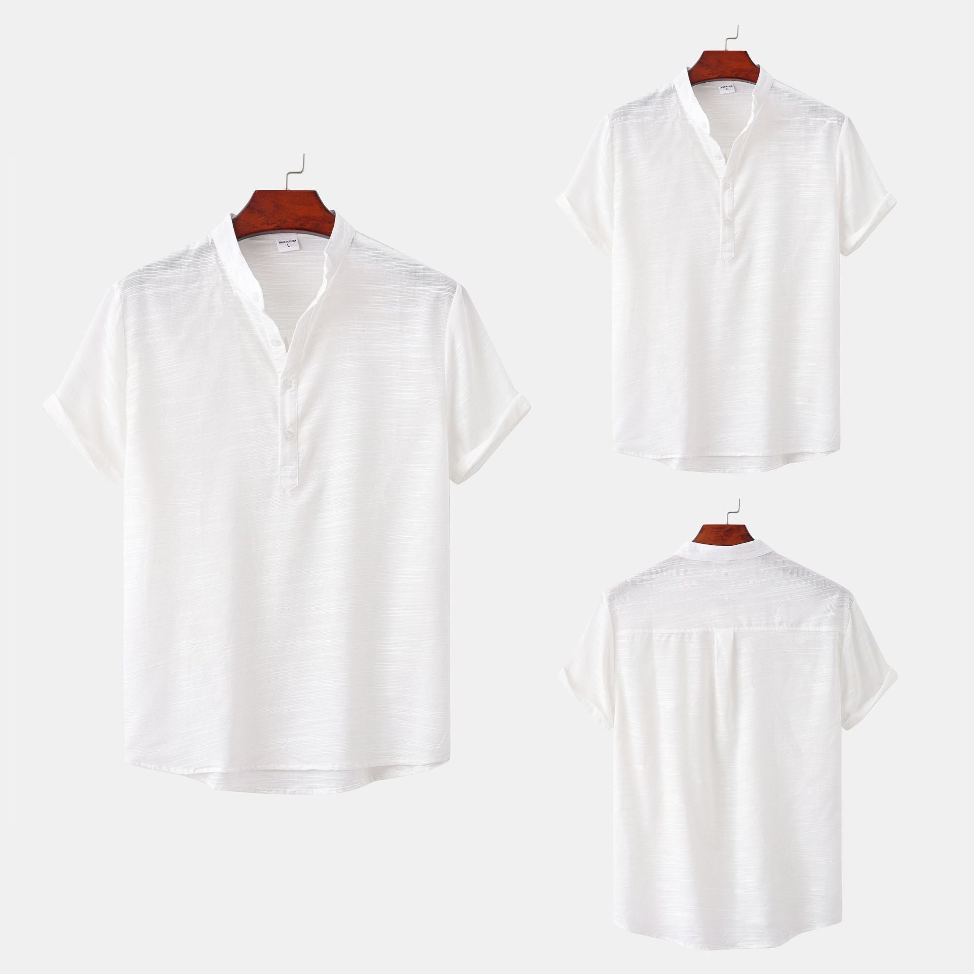 Herren Kurzarmhemd Modern mit Knopfleiste und Henley Ausschnitt - BerlinGlamour