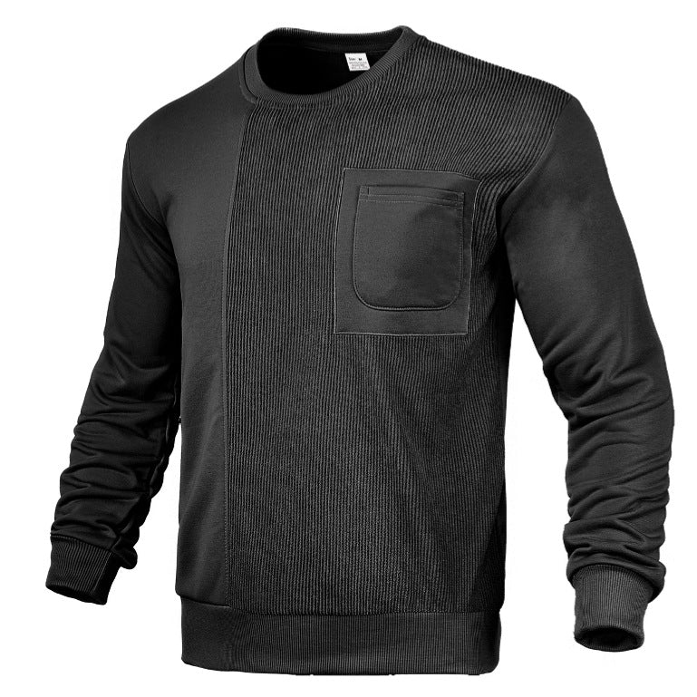 Herren Sweatshirt Modern mit Struktur Optik und Brusttasche