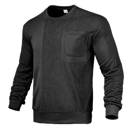 Herren Sweatshirt Modern mit Struktur Optik und Brusttasche