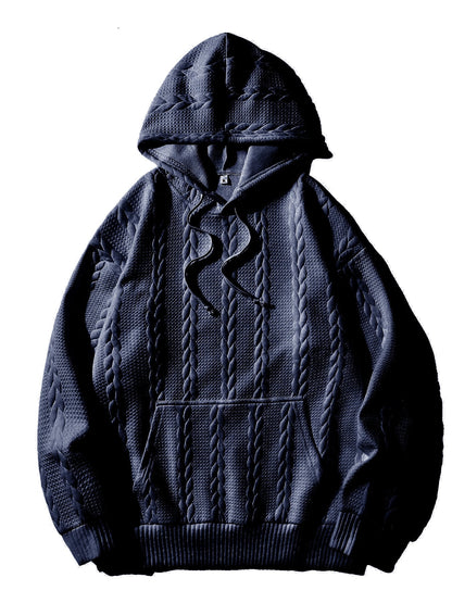 Herren Kapuzenpullover Struktur Muster Grau Modern