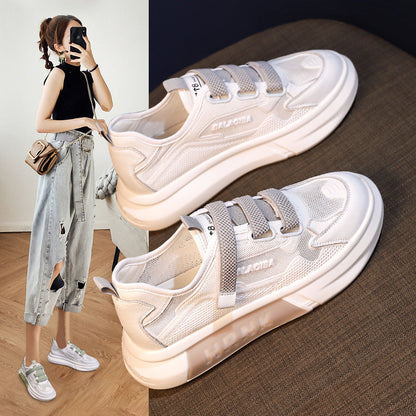 Damen Sneaker Sportlich mit Schnallenverschluss und Mesh Oberfläche
