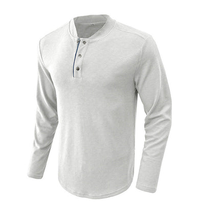 Herren Langarm-Shirt Modern mit Knopfleiste und Struktur Optik