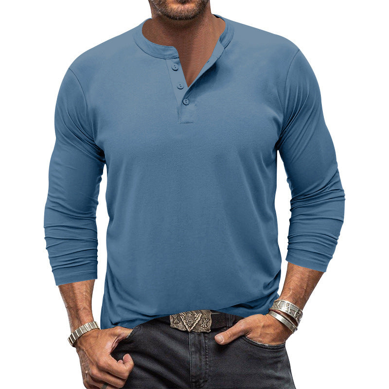 Herren Langarmshirt Bequem Knopfleiste Modern