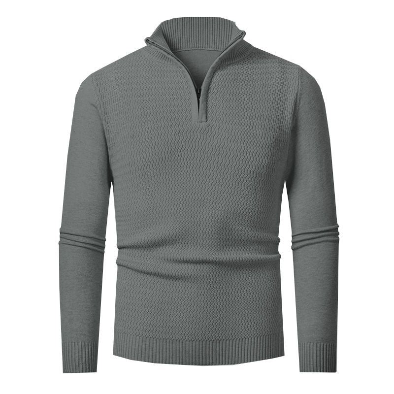 Herren Strickpullover Modern mit Reißverschluss und Wellenmuster