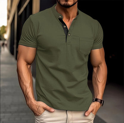 Herren Polo-Shirt Modern Stehkragen Knöpfe Elegant