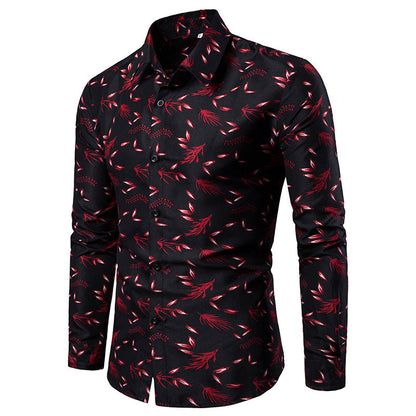 Herren Hemd Elegant Floralmuster Stilvolle Bluse