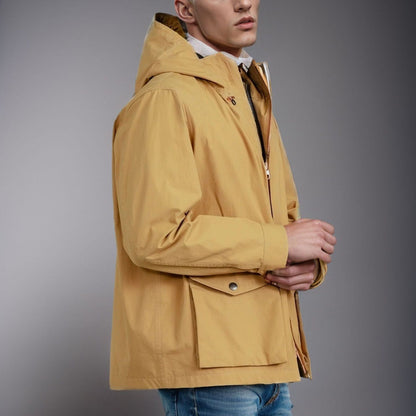 Herren funktionale Übergangsjacke mit verstellbarem Kapuzenkragen BerlinGlamour.
