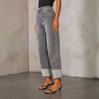 Damen Jeans Cropped Modern mit Kontrastnähten - BerlinGlamour