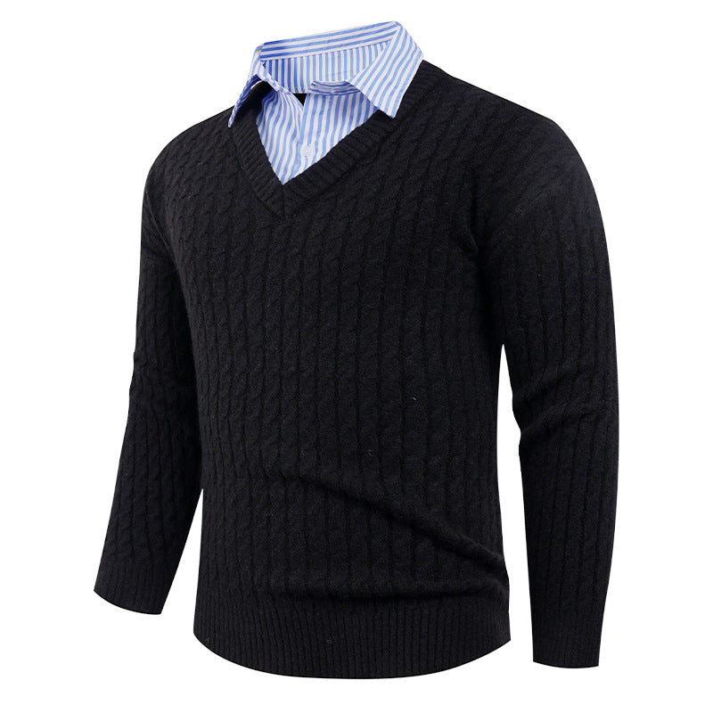 Herren Strickpullover V-Ausschnitt Fein Gestrickt Elegant