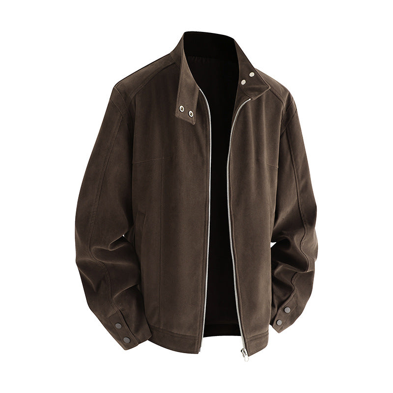 Herren Lederjacke Weich Kunstleder Reißverschluss Modern