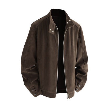 Herren Lederjacke Weich Kunstleder Reißverschluss Modern