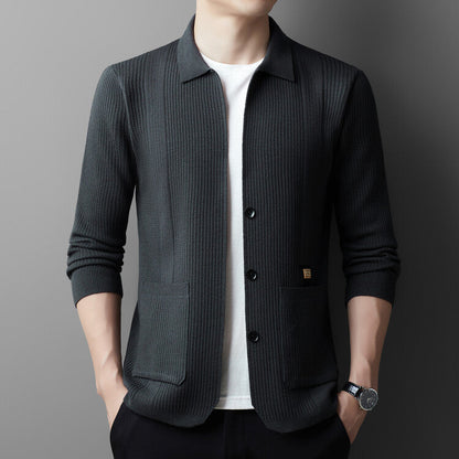 Herren Strickjacke Lässig Modern Grau