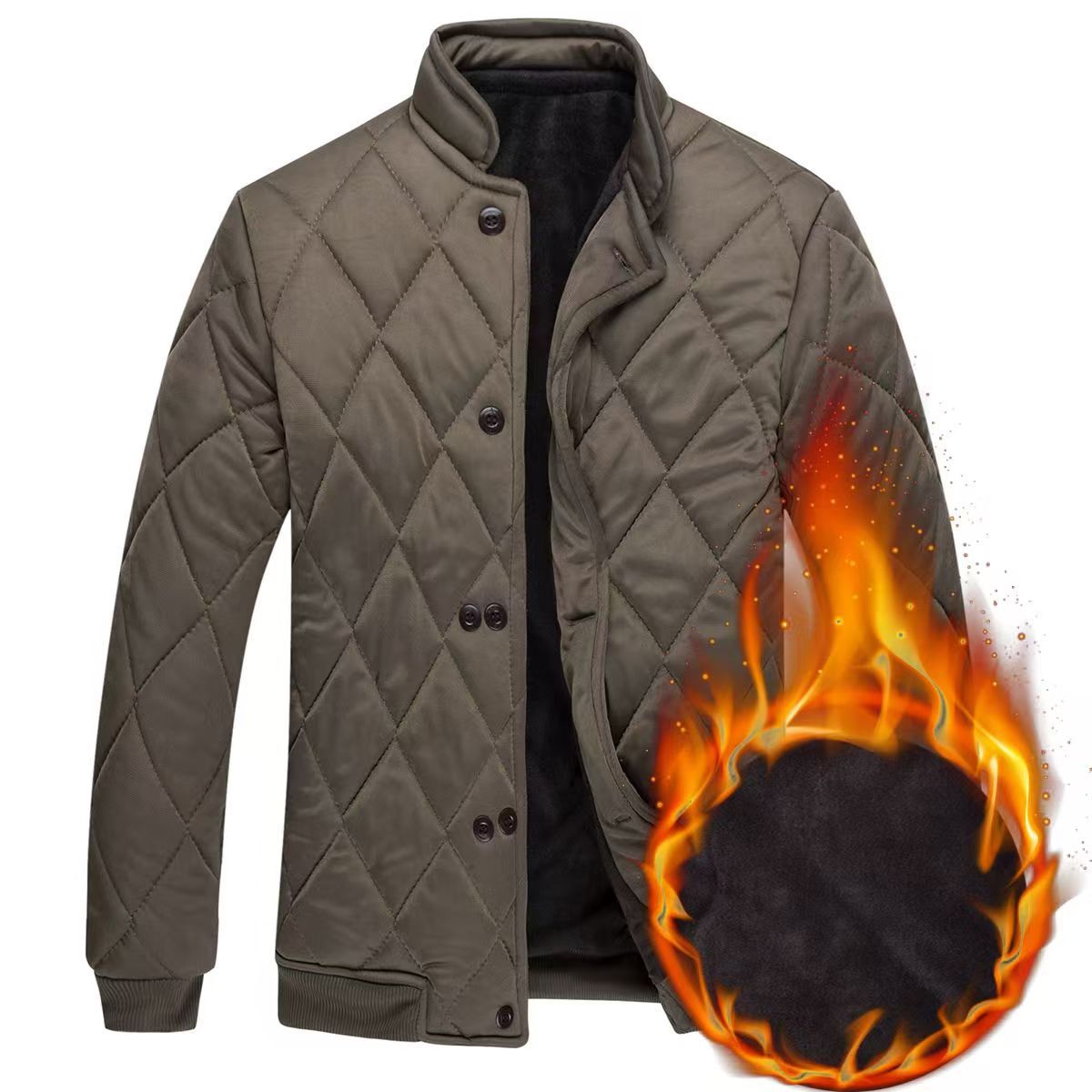 Herren Steppjacke Gefüttert Warm Mit Kragen Und Taschen