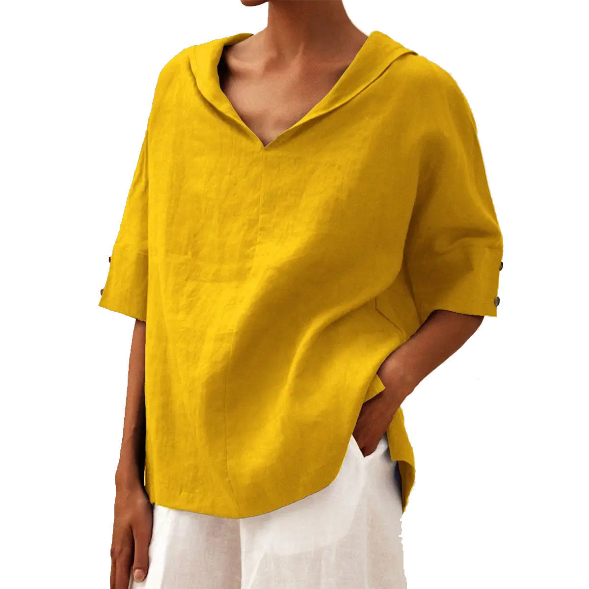 Damen Bluse Modern mit Blumenmuster und V-Ausschnitt